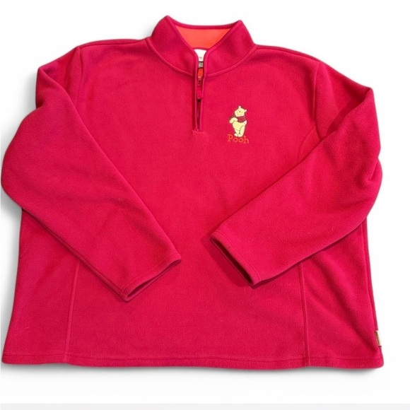 Vintage pink Disney Winnie the Pooh embroidered quarter zip sweatshirt XXL - Picture 1 of 6